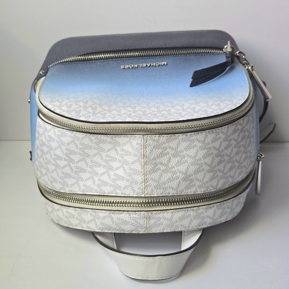 Retired MICHAEL KORS Rhea Medium Ombré Logo Backpack Navy Chambray Colorblock - Picture 4 of 14
